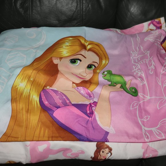 Disney Princesses Twin Bed Sheet Flat Pink Little Mermaid Cinderella Bell & - Picture 3 of 6